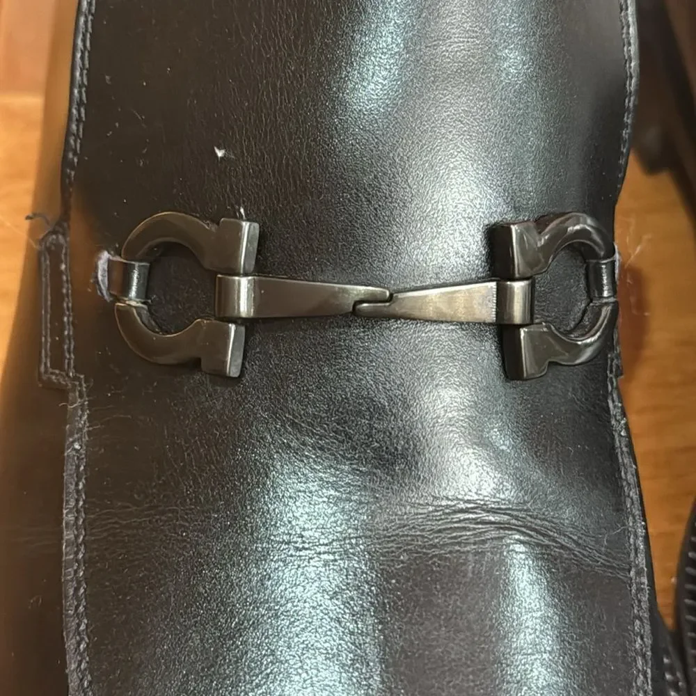 Salvatore Ferragamo‎ Pompei Loafer Black Leather Mens Size 9.5 B